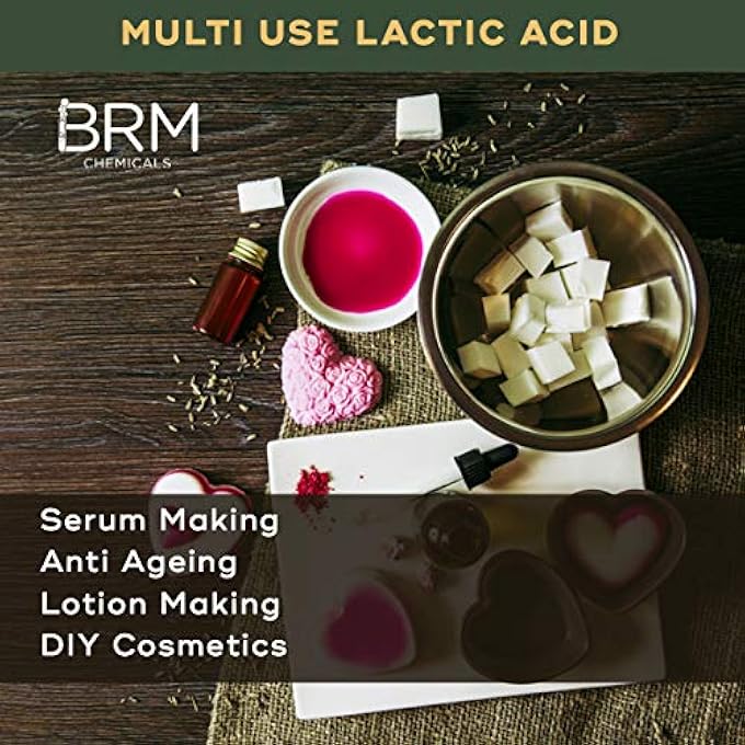 BRM CHEMICALS LACTIC ACID - 500 GRAMS FOR SERUM MAKING, ANTI AGEING BEAUTY FORMULATIONS, MOISTURIZER & LOTION MAKING, COSMETIC MAKING & DIY PERSONAL CARE FOR FACE, HAIR, SKIN & BODY - Image 2